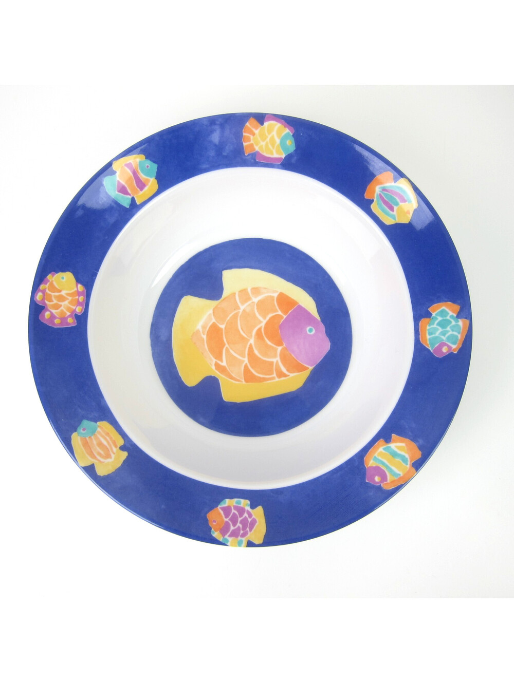 Vintage Fish Melamine Snack Bowl Gibson 8* Ocean Beach Blue Orange Purple White